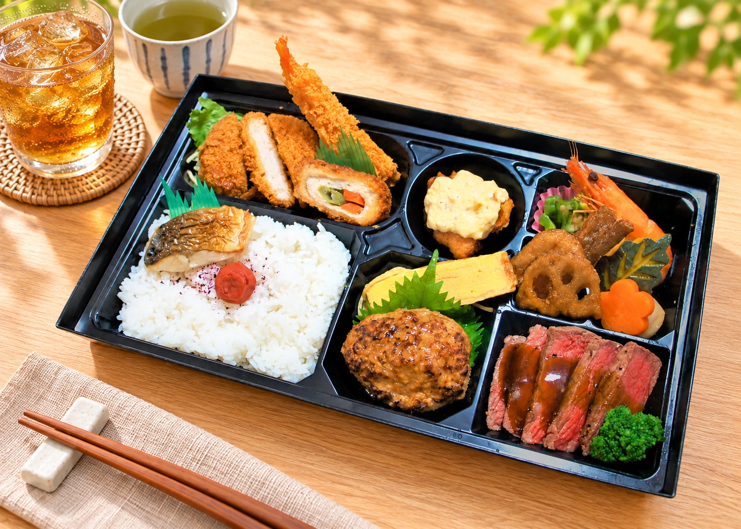 ローストビーフなどを盛り込んだ大切な日のお弁当